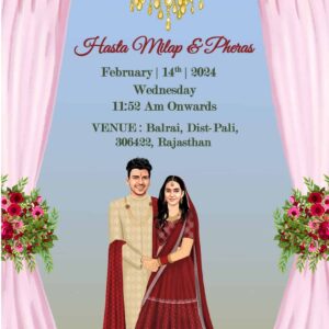 Rajasthani English Wedding Caricature Invitation Video WCIV0009