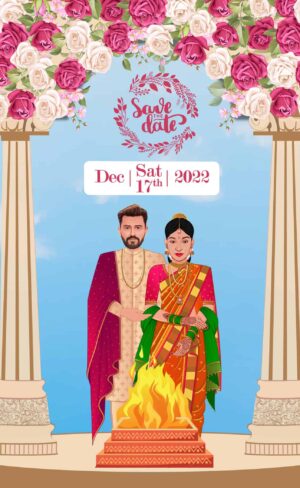 Maharashtrian Wedding Caricature Invitation Video WCIV0002