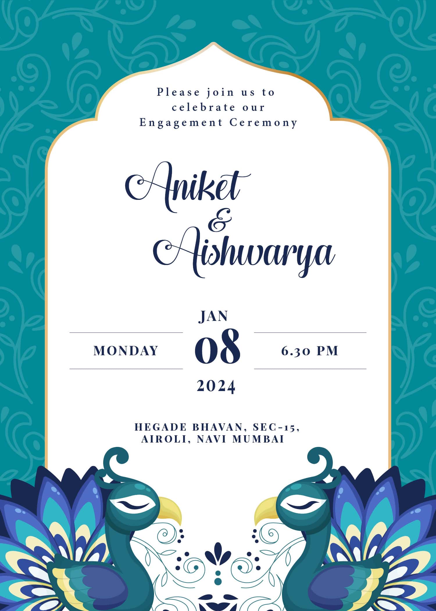 Engagement Invitation Card English EICE001