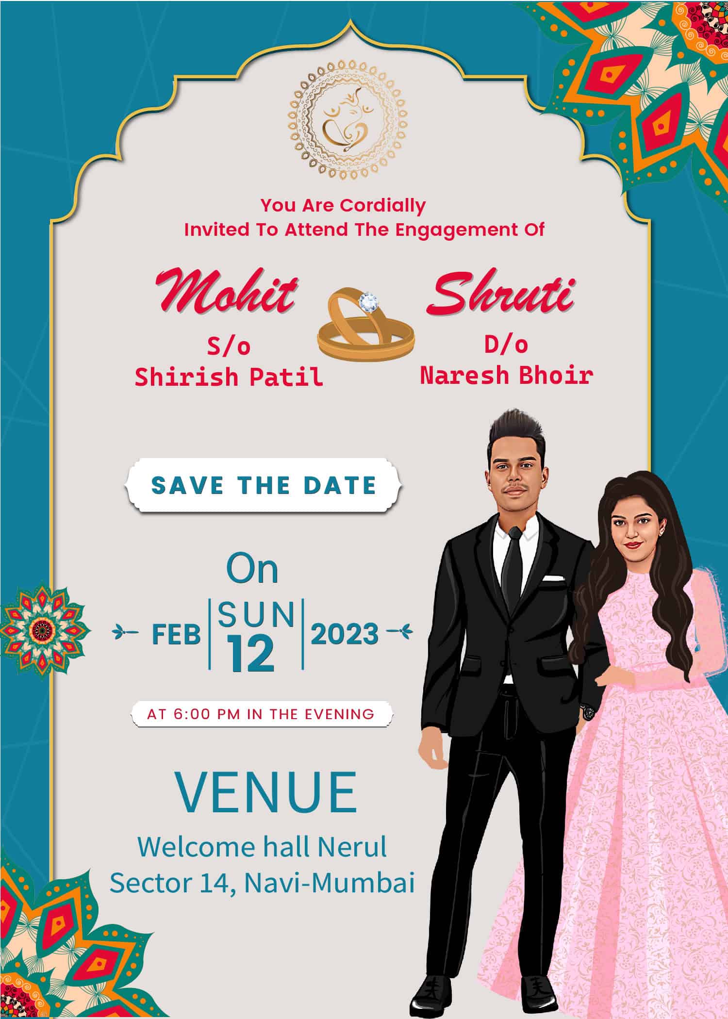 Engagement Invitation Card English EICE003