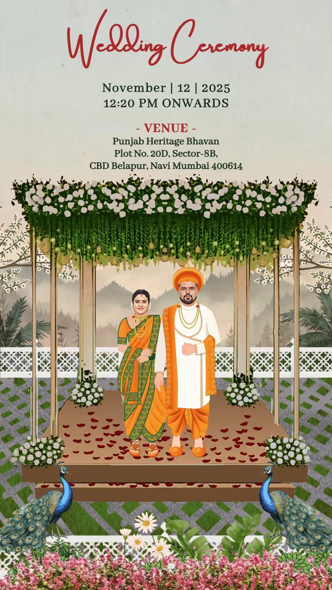 Maharashtrian Wedding Caricature Invitation Video WCIV0030