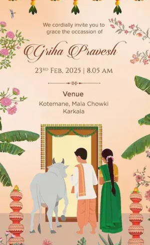 House Warming Invitation Card English Grih Pravesh & Vastu Shanti Invitation Card HWICE-6 (Digital Invitations Maker)