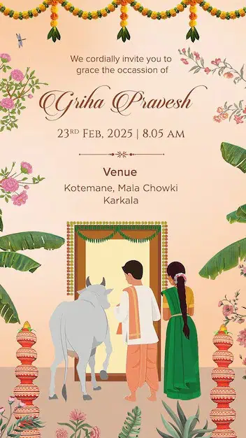 House Warming Invitation Card English Grih Pravesh & Vastu Shanti Invitation Card HWICE-6 (Digital Invitations Maker)