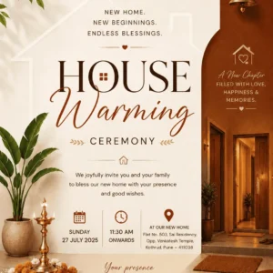 Luxury House Warming Invitation Card English for Griha Pravesh and Vastu Shanti Ceremony HWICM-8