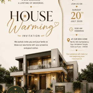 Modern Luxury House Warming Invitation Card for Griha Pravesh and Vastu Shanti Ceremony HWICE-09