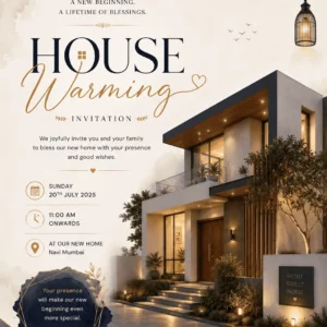 Premium Modern House Warming Invitation Card for Griha Pravesh and Vastu Shanti Ceremony HWICE-11