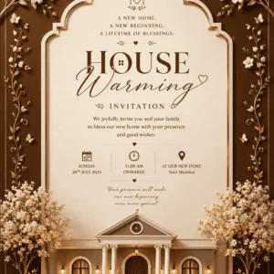 Royal Floral House Warming Invitation Card for Griha Pravesh and Vastu Shanti Ceremony HWICE-12