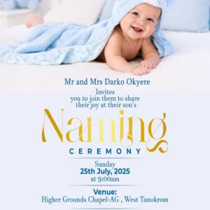 Naming Ceremony Invitation Card English baby boy blue design