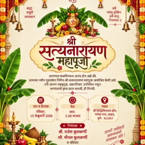 Satyanarayan Pooja Invitation Card Marathi SPICM018